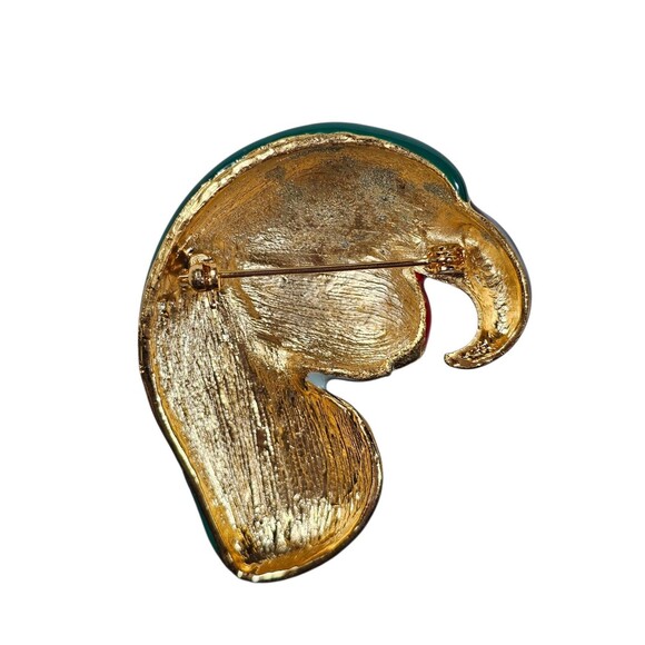 Vintage Multi Color Enamel Parrot Bird Brooch Pin Gold Trim Retro Bulky - Picture 3 of 9